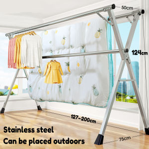 Ampaian baju Stainless Steel 240cm Double pole clothes drying racks Cloth Organizer Hanger Penyangkut Baju Rak Baju  双杆晾衣架