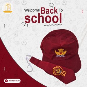 perlengkapan sd // topi merah dan dasai laki laki sd logo tut wuri