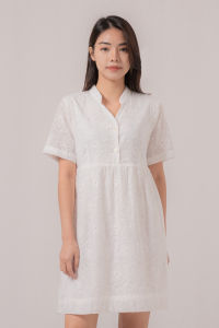 RIMINI - Dress Wanita Gaun Dinner Lengan Pendek Bruklat Vneck xs-xl - Nirva Dress 522279