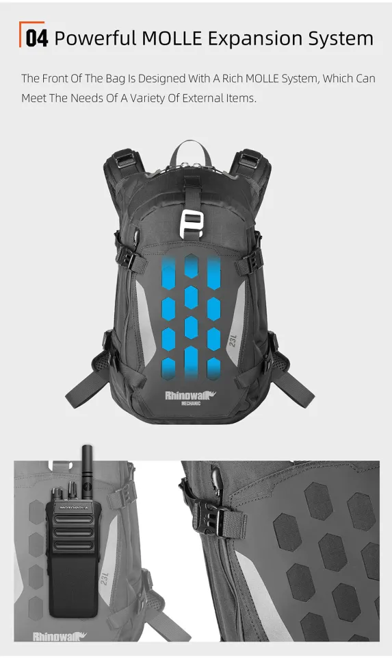 Rhinowalk Motorcycle Backpack 23L Big Capacity Waterproof Rain Cover With 2L Independent Water Bag 3D Ventilated Rhinowalk Motorcycle Backpack 23L Big Capacity Waterproof Rain Cover With 2L Independent Water Bag 3D Ventilated