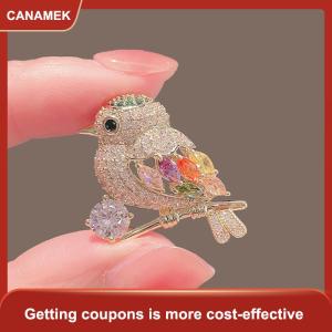 【CANAMEK 】 New Fashion Bird Brooches For Women Girls Rhinestone Brooches Pins Shiny Animal Badges Jewelry For Lady
