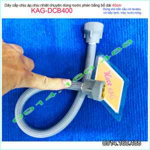 Dây cấp mềm chịu áp KAG-DCB400 ren trong D21 dài 40cm Dây dẫn nước bố tán thau bọc nhựa máy nước nóng không gỉ séc chuyên dùng vùng biển