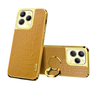 Casing For OPPO A3s A3X A5 Pro A5s A7 A8 A15 A16s A16K A17 A31 A35 A36 A38 A76 A96 6D Crocodile Pattern Leather Shockproof Case With Finger Ring Bracket
