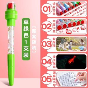 Pen Ajaib Kanak Kanak Multi Fungsi Dengan Lampu Cap Getah Dan Gelembung Kreatif 5in1 Kids Multifunction Bubble Pen Magic Lighting Roller Seal Stamp Ball Pen Stationery 泡泡笔多功能儿童神奇的魔法笔泡泡笔灯光滚轮印章笔发光笔 A541