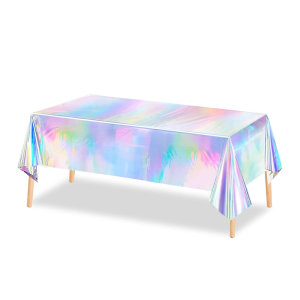 Iridescents Disposable Party Tablecloth Oil Resistant Shinys Party Birthday Decoration Table Cover
