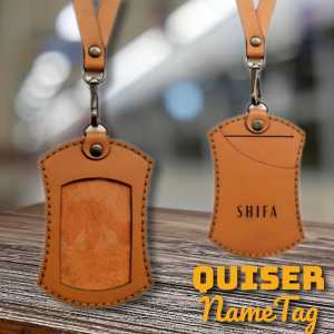 ID Card Custom Nama & Logo Model Terbaru Kulit Aslii Quiser Nametag