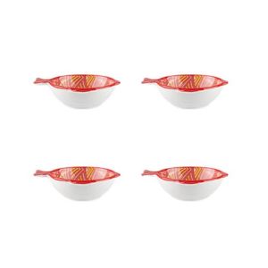 PHANT 4PCS Ceramic Fish Shaped Dish Japanese Style Underglaze Color Ceramic Dipping Dish Small Plate Retro Mini Fruits Bowl for Kitchen