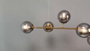 IGDL Modern Glass Linear Chandelier 6-light Brass Sputnik Pendant Light for Kitchen Island Dining Room