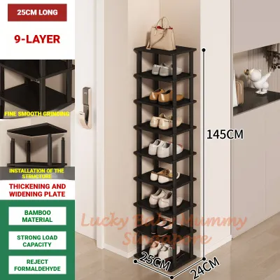 Stackable Bamboo Doorway Shoe Rack Multilayer Organizer Shelf Storage Wooden Cabinet Compact Space Saving/Local Stock
