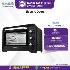 ELBA 35L Electric Oven EEO-G3519(BK) - 6 Heating Selections Rotisserie & Convention Function  Black 1600W WAH LEE STORE