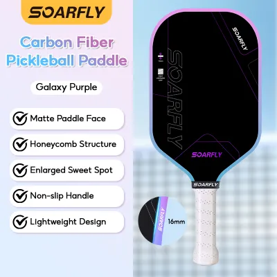 SOARFLY Professional 16mm Pickleball Paddles Seamless Thermal‑Press Carbon Fiber Surface Shock‑Absorbing Honeycomb Core Non‑Slip Grip for Indoor Outdoor Competitive Play