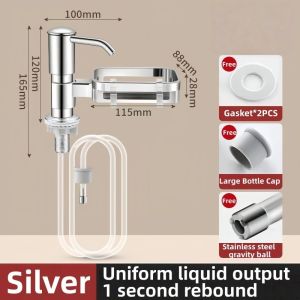 Kitchen Sink Soap Dispenser with Holder and Silicone Hose Large Flow Hand Press Design Includes Extension Tube