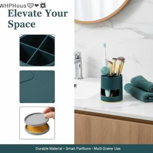 WP💓💛💖 Toothbrush Holder with Toothpaste Rack 2 Cup Storage Organizer with Drainage Holes for Bathroom Countertop Family Use