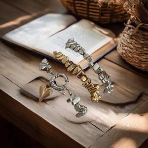 Hmeme Cổ Điển Bất Quen Thiết Kế Độc Đáo Bead Hình Trái Tim Mặt Dây Chuyền Trang Sức Set Cho Phụ Nữ Vòng Tay Vòng Cổ Vòng Quà Tặng