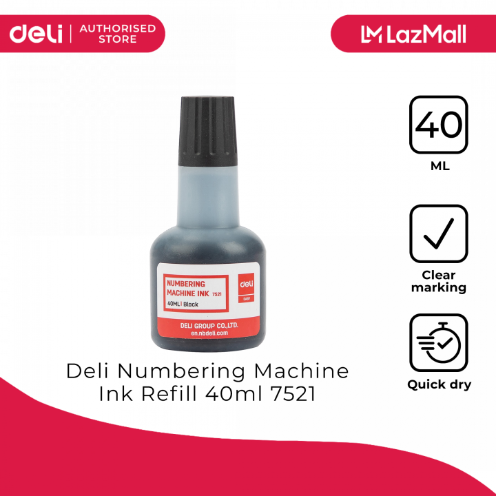 Deli Numbering Machine Ink Refill 40ml 7521 [797521] Lazada PH