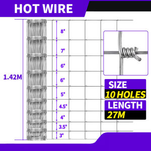 Hog Wires 27m Per Roll in 7 8 9 10 Holes Electro Galvanized Goat Wire Cow Fence Kambing Cattle Panels Bakod sa Farm