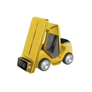 Đa chức năng xe nâng Mô hình đồng hồ sạc không dây Màn hình LED kỹ thuật số Giá để điện thoại xe 3 trong 1 không dây sạc