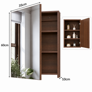 Modern Hanging Wall Mounted Mirror Vanity Cabinet Durable Bathroom Storage Organizer with Customizable Adjustable Inner Shelves Perfect Fit Tiny Small Restroom
