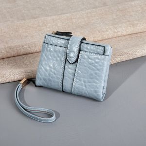 New Vintage Women Short Wallet Fold Coin Purse With Wrist Strap