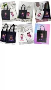 Ready Stock Customize Name Cartoon Style Graduation Canvas Bag No MOQ Personalized Canvas Gift Bag for Graduation