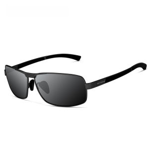 Mens Square Polarized Sunglasses Anti-UV400 Gold Frame Non-Slip Temple Outdoor Driving Mens Eyewear