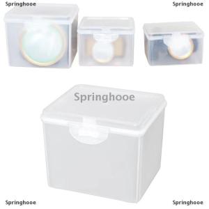[COD] Springhooe กล่องเก็บของแบบฝาพับกล่องพลาสติกใสตั้งโต๊ะกล่องใส่ไฟหน้า LED
