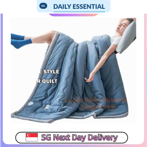 【DAILY ESSENTIAL】 Lightweight Summer Quilt or Pillowcases | Blue Grey or Khaki