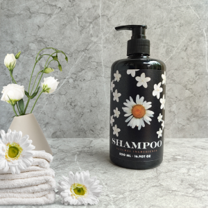 Botol Tempat Sabun Cair Shampoo Pump Dispenser Sabun Shampoo Aesthetic 500ml Motif Bunga Putih
