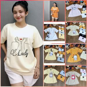 Áo thun nữ phom rộng áo phông nữ Free size từ 40kg tới 65kg chất vải cotton mịn mát thấm hút mồ hôi