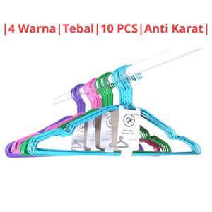 LJR 10 PCS GANTUNGAN BAJU Dewasa WARNA Jemuran Hanger Kawat besi ANTI KARAT estetik