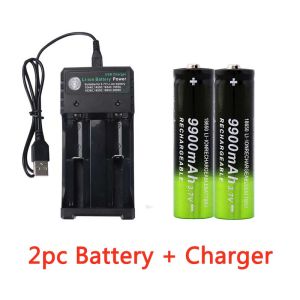 GTF 3.7V 18650 9900mAh Rechargeable Battery 2/4/8pcs Battery + 2 Slots 3.7V 18650 USB charger