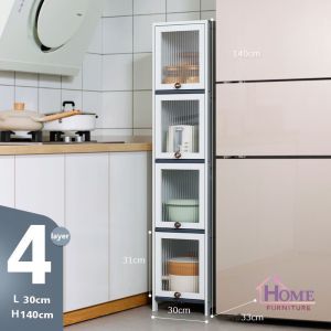 🔥Ready Stock🔥Kitchen shelf storage cabinet seam rack storage cabinet multi-layer storage rack