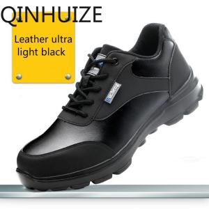 QINHUIZE Labor insurance shoes mens steel toe caps anti-smashing anti-piercing steel toe safety shoes super light wear-resistant breathable deodorant site old shoes summer