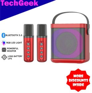 TG YS-307 Portable Karaoke Dual Microphone Bluetooth Speaker Wireless Stereo Bass with Handle Karaoke Family Party