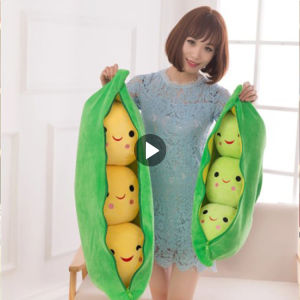Peasecod plush toy pea popper fidget toy fun bean strees Cute Plush Pods Shape Stuffed Plant Doll 3 Beans with Cloth Case Creative doll for kids toys