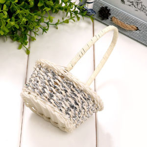 Fantic 1pc Woven Flower Basket Hand-Held Basket Wedding Party Decorative Basket
