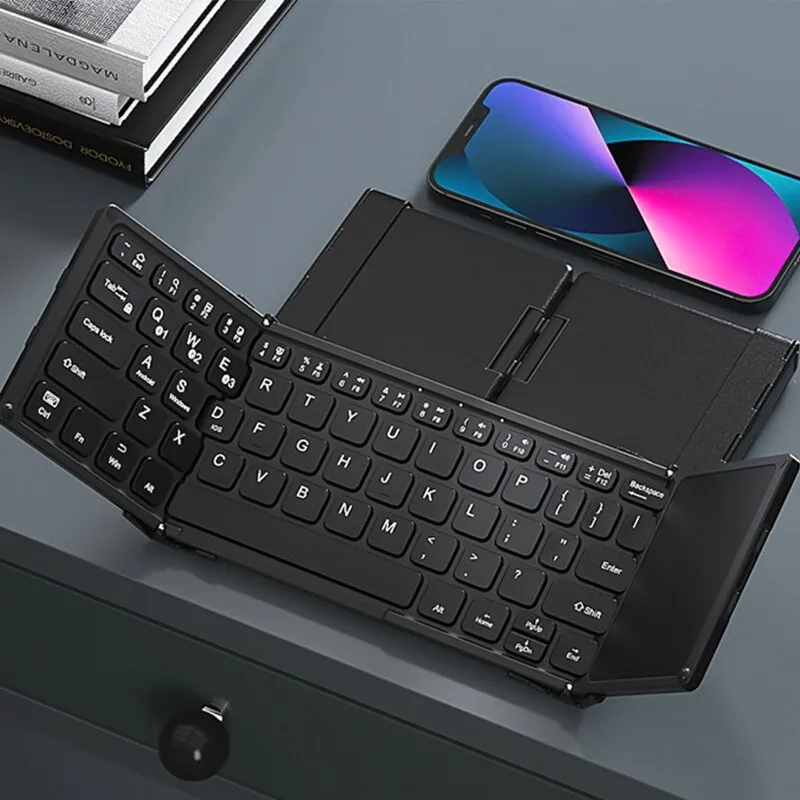 Bow Folding Bluetooth Keyboard for iPad iPhone Laptop Rechargeable