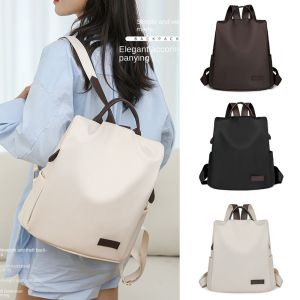 ZOOGGJZ Oxford Cloth Anti-Theft Backpack Lightweight Solid Color Travel Backpack Simple Large Capacity School Shoulder Bag for Women Girls