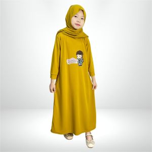CF Kids Gamis Anak Perempuan Print DTF Cute Kids Baju Muslim