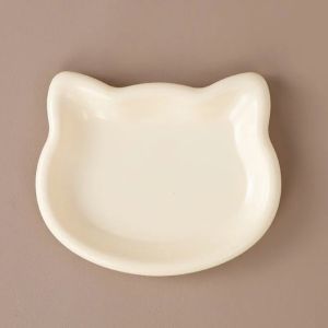 JACAUY Cat Shape Cat Bowl Plastic Non-slip Cat Food Bowl Cute Anti-Fall Flip Cat Plates Pet Feeding