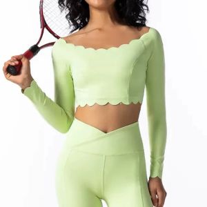 FUBEIKE Yoga Clothes Profile off-Shoulder Top Slim Fitness With Chest Pad Sportswear Womens Long Sleeve Bra Leggings Workout2026