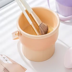 3-in-1 Makeup Brush Cleaning Bowl Silicone Washing Tool with Drying Rack and Storage Organizer