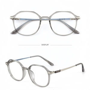 Fashion Photochromic Eyeglasses For Woman Man Transparent Grey Frame Anti Blue Light Replaceable Lens Kacamata