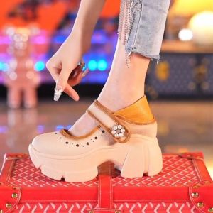 IELGY Breathable mary jane shoes womens high heels thick sole height increasing high heels