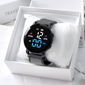 FSJ204 Watch Strap Kanvas Jam Tangan Kanvas Jam bulat Digital Jam Tangan LED