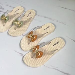 [Free Shipping] Cute Bowknot Flip-Flops for Women Summer Outdoor Wear Flat Non-Slip Durable Soft Sole Comfortable Beach Sandals