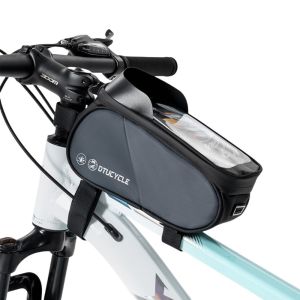 SJJL Màn hình cảm ứng Túi đựng đồ phía trước xe đạp Bền bỉ 7 inch Túi đựng điện thoại đi xe đạp Chống thấm nước Túi đựng đồ gắn trên ống trên của xe đạp Phụ kiện xe đạp địa hình và xe đạp đường trường