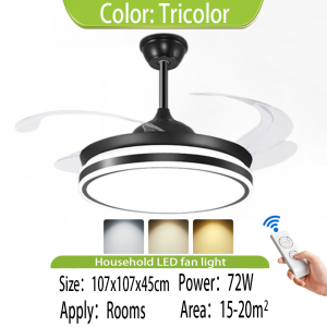 42 Inch Invisible Ceiling Fan With Lights Smart Remote Control 6-Speeds Intelligent Timing LivingRoom Ceiling Fan Lights