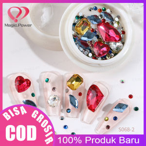 1 Kotak Kantong Berlian Imitasi Bentuk Asimetris Untuk Dekorasi Nail Art DIY Decoration Crystal Aksesoris Kuku Manik Manik Nail Art