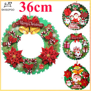 SKISOPGO 3D Christmas Wreath Christmas Door Decoration Xmas Paper Wreath Home Decor Door Hanging Decor